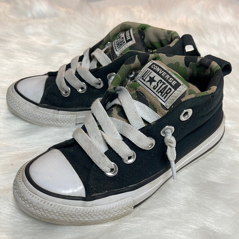 Converse Boys CTAS Street Mid Black Khaki White Camo Kids Casual Shoes size 11